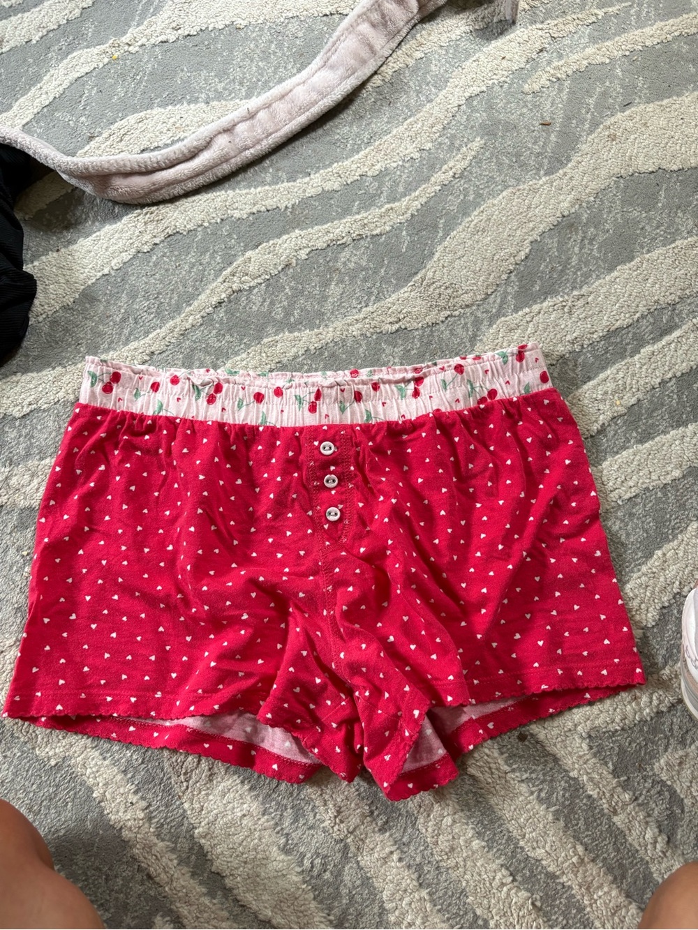 Vintage PJ Salvage Women’s Red Heart-Print Lounge Shorts